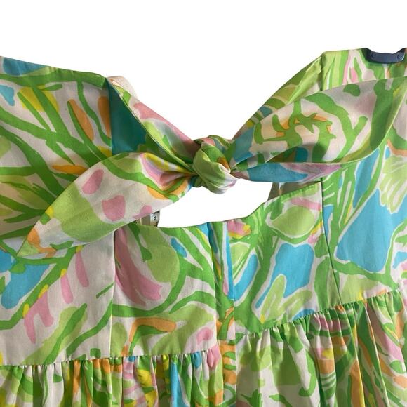 Lilly Pulitzer Size 0 Richelle Strapless Tie Back Dress Elephant Ear Green Pink - Picture 12 of 14